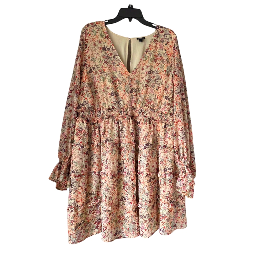 Torrid Size 3 Floral Mini Lurex Chiffon Tiered Dress